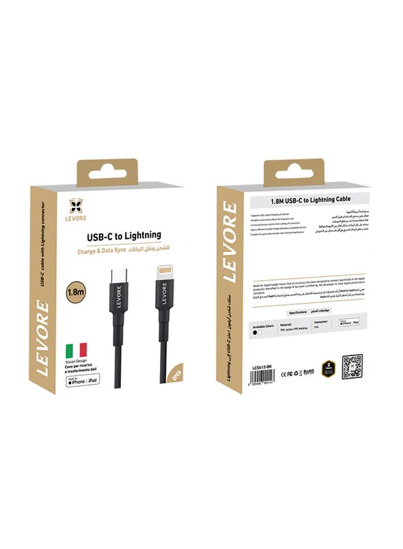LEVORE BLACK USB A TO TYPE-C 1000MM